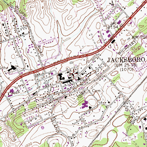 Topographic Map of Jacksboro Post Office, TN