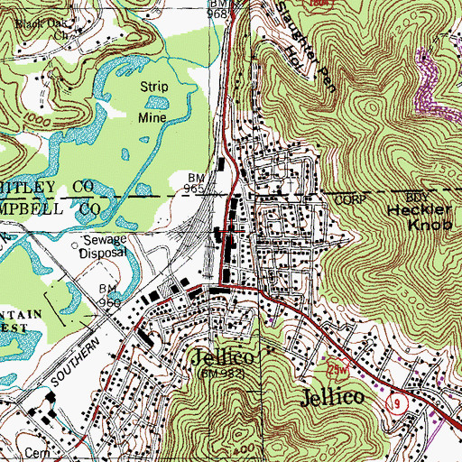 Topographic Map of Jellico Post Office, TN
