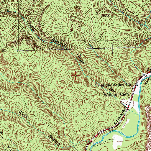 Topographic Map of Stansbury Number Four Mine, TN