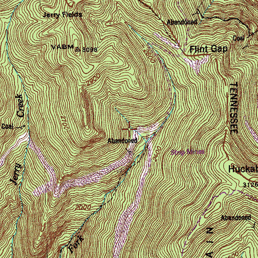Topographic Map of Turley Petree Mine, TN