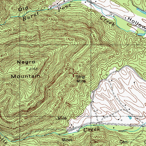 Topographic Map of Whistle Creek Mine, TN