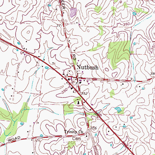Topographic Map of Nutbush Post Office (historical), TN
