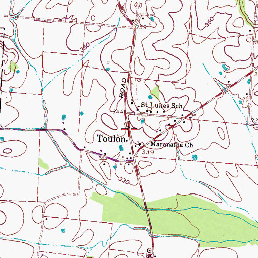 Topographic Map of Toulon Post Office (historical), TN
