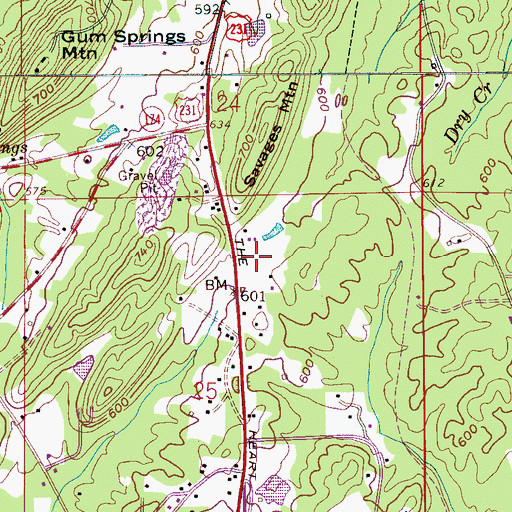 Topographic Map of Loureys (historical), AL
