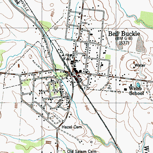 Topographic Map of Bell Buckle Post Office, TN
