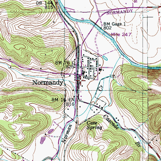 Topographic Map of Normandy Post Office, TN