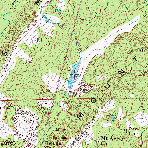 Topographic Map of Margaret Lake, AL