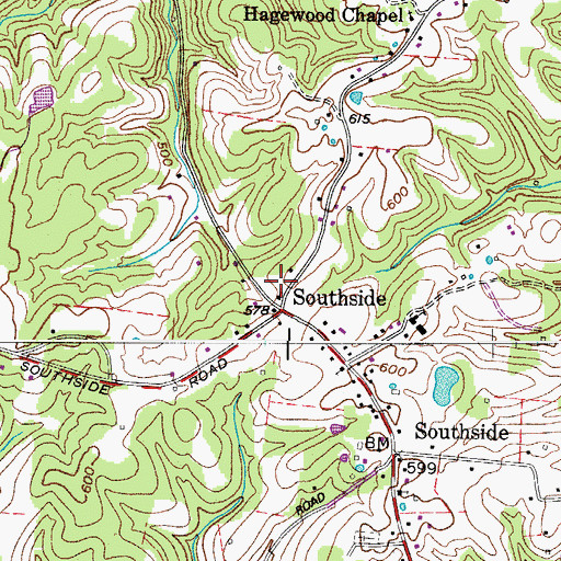 Topographic Map of Southside Post Office, TN