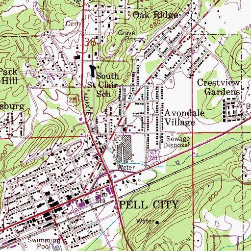 Topographic Map of Mill School (historical), AL
