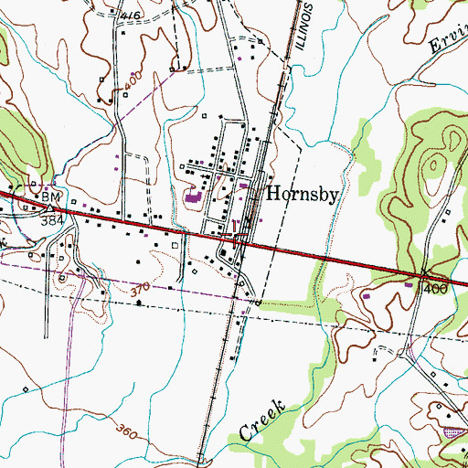 Topographic Map of Hornsby Post Office, TN