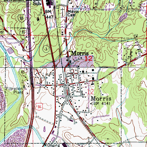 Topographic Map of Mineral Branch, AL