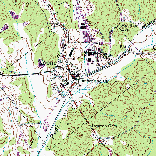 Topographic Map of Toone Post Office, TN