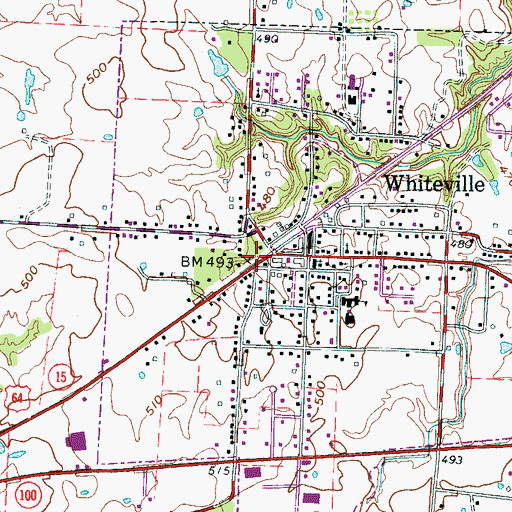 Topographic Map of Whiteville Post Office, TN