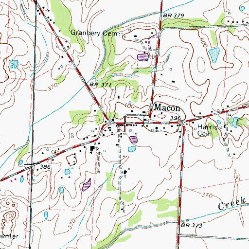 Topographic Map of Macon Post Office, TN