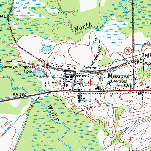 Topographic Map of Moscow Post Office, TN