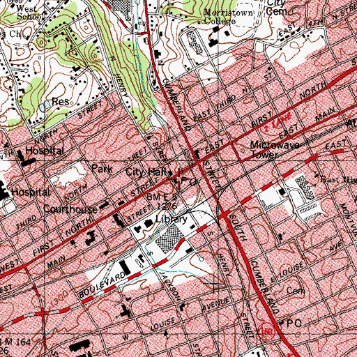 Topographic Map of Henry Street Station Morristown Post Office, TN