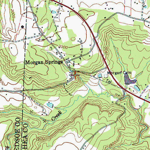 Topographic Map of Morgan Springs, TN