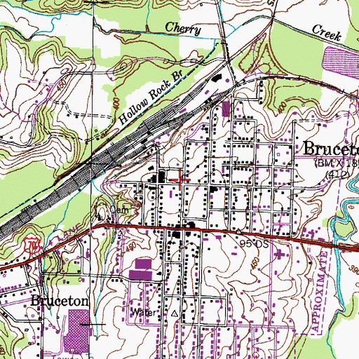 Topographic Map of Bruceton Post Office, TN