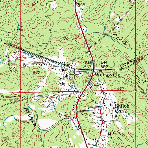 Topographic Map of Mount Calvary Church, AL