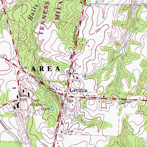Topographic Map of Lavinia Post Office, TN