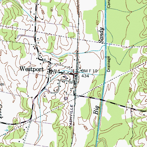 Topographic Map of Westport Post Office, TN