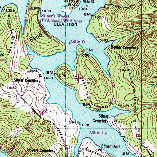 Topographic Map of New Prospect Mine, TN