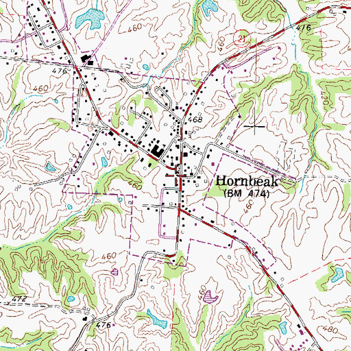 Topographic Map of Hornbeak Post Office, TN