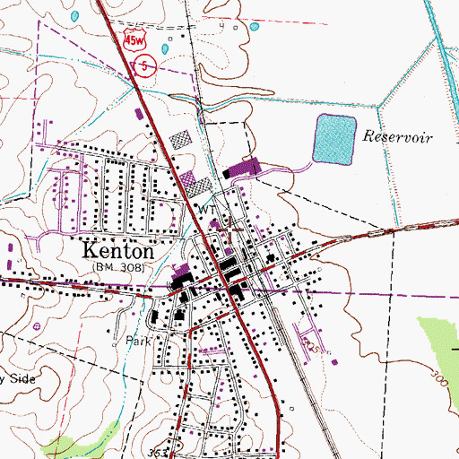 Topographic Map of Kenton Post Office, TN