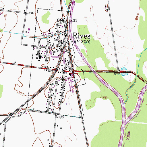 Topographic Map of Rives Post Office, TN