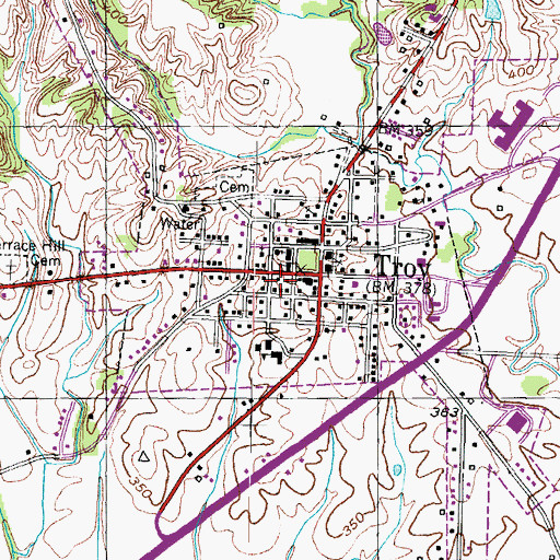 Topographic Map of Troy Post Office, TN
