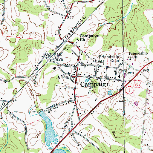 Topographic Map of Campaign Post Office, TN