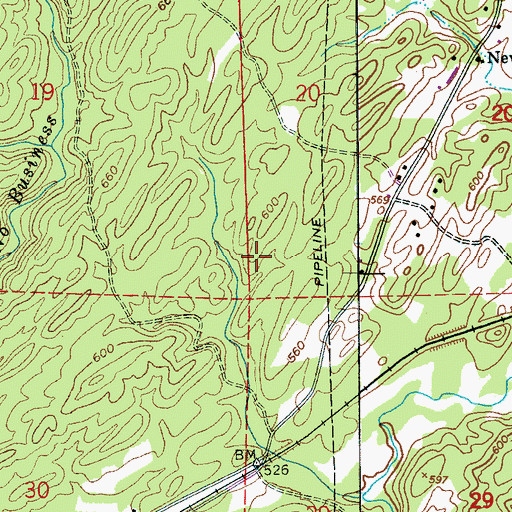 Topographic Map of New Harmony Church (historical), AL