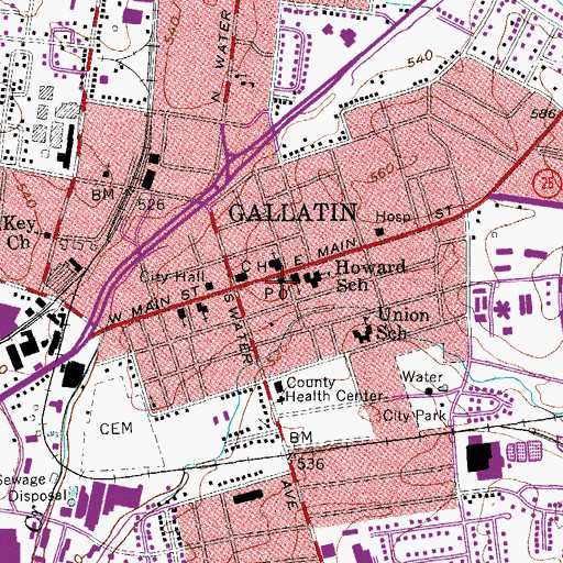 Topographic Map of Galaltin Post Office, TN
