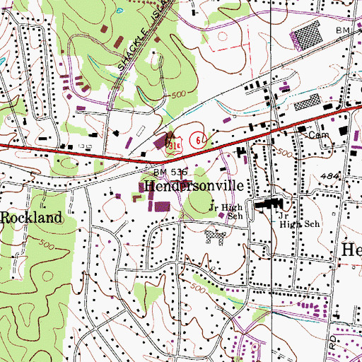 Topographic Map of Hendersonville Post Office, TN