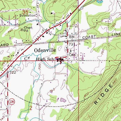 Topographic Map of Saint Clair County High School, AL
