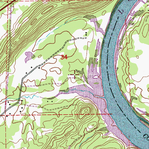 Topographic Map of Old Mitchell Cemetery, AL