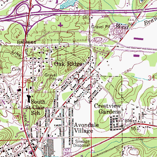 Topographic Map of Pell City Church of God, AL