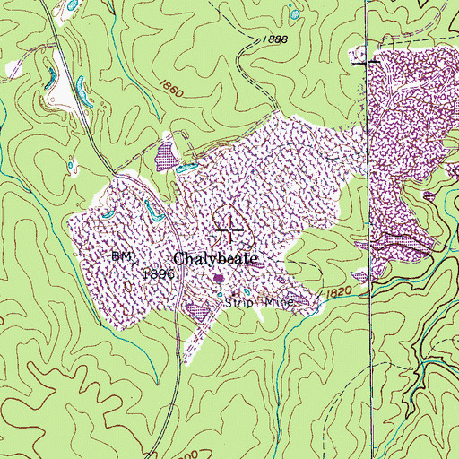 Topographic Map of Powers Mine, TN