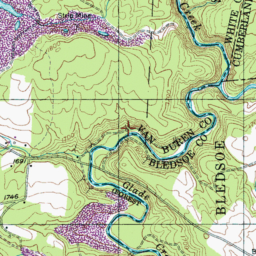 Topographic Map of Woodard Hankins Mine, TN