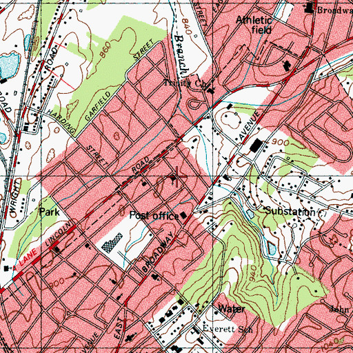Topographic Map of Madison Avenue Baptist Church, TN