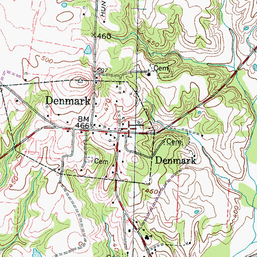 Topographic Map of Denmark Post Office, TN