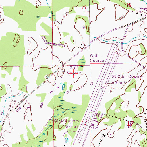 Topographic Map of Pell City Country Club, AL