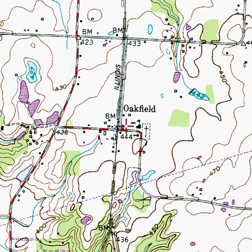 Topographic Map of Oakfield Post Office, TN
