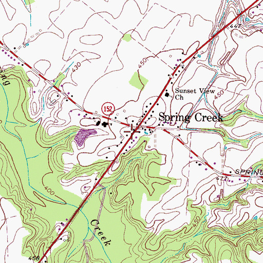 Topographic Map of Spring Creek Post Office, TN