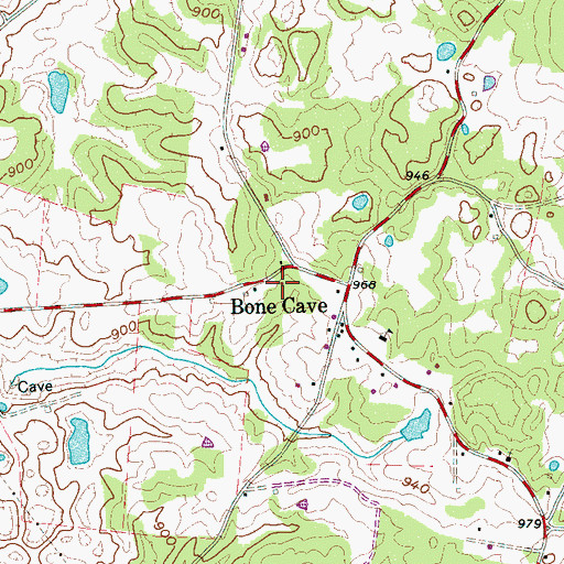 Topographic Map of Bone Cave Post Office, TN