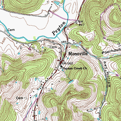 Topographic Map of Monoville Post Office, TN