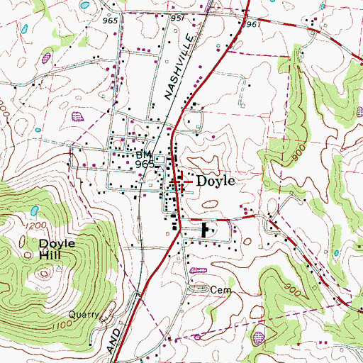 Topographic Map of Doyle Post Office, TN