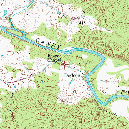 Topographic Map of Fraziers Chapel Cemetery, TN