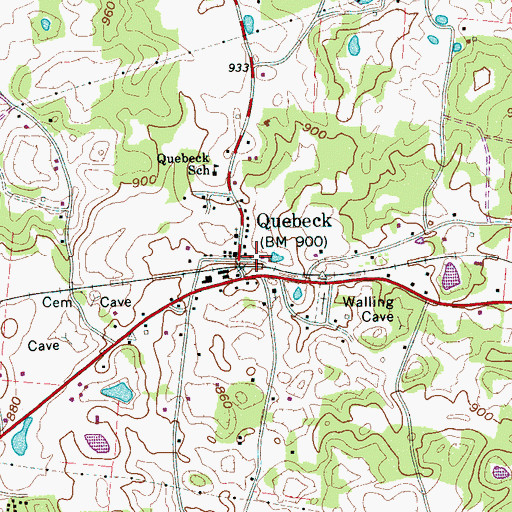 Topographic Map of Quebec Post Office, TN