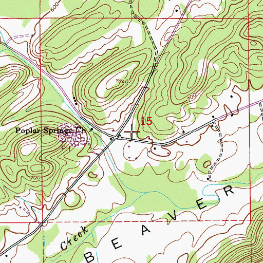 Topographic Map of Poplar Spring School (historical), AL